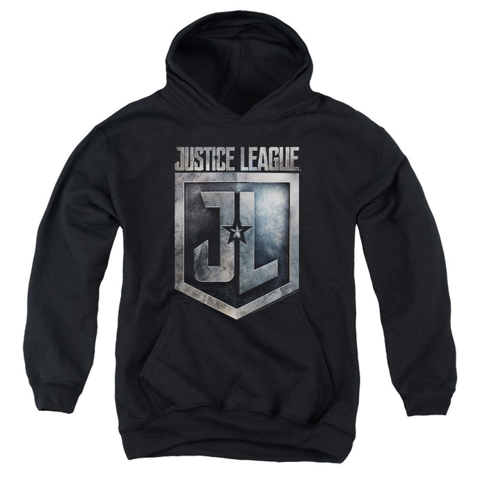 Justice League Movie Shield Logo Kids Youth Hoodie Black