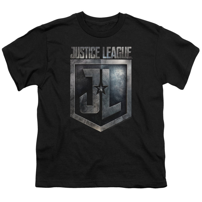 Justice League Movie Shield Logo Kids Youth T Shirt Black