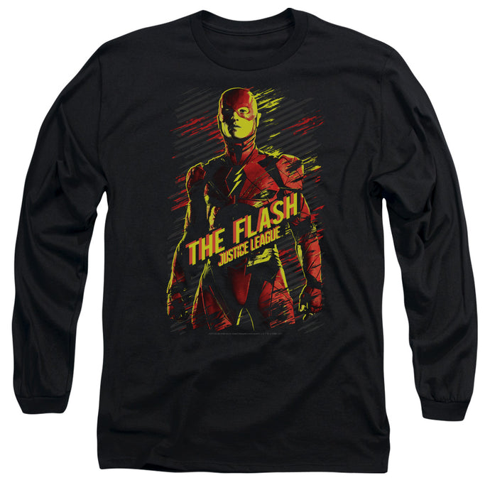 Justice League Movie the Flash Mens Long Sleeve Shirt Black