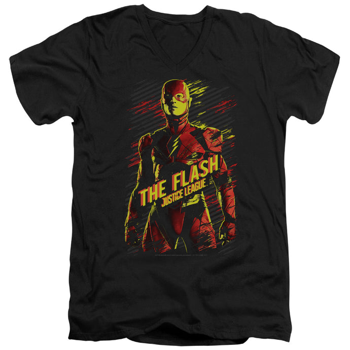 Justice League Movie the Flash Mens Slim Fit V-Neck T Shirt Black