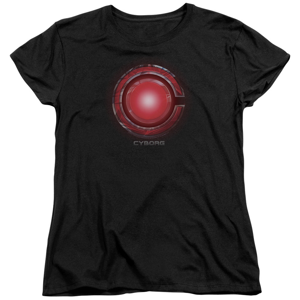 Justice League Movie Cyborg Logo Womens T Shirt Black