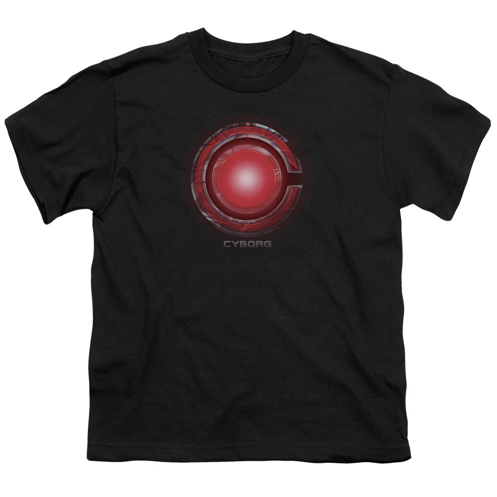 Justice League Movie Cyborg Logo Kids Youth T Shirt Black
