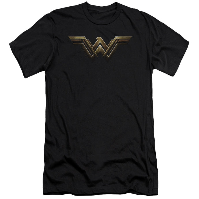 Justice League Movie Wonder Woman Logo Slim Fit Mens T Shirt Black