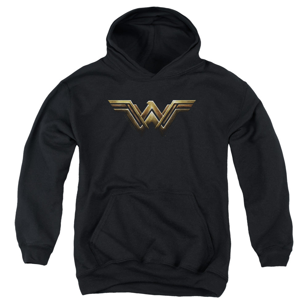 Justice League Movie Wonder Woman Logo Kids Youth Hoodie Black