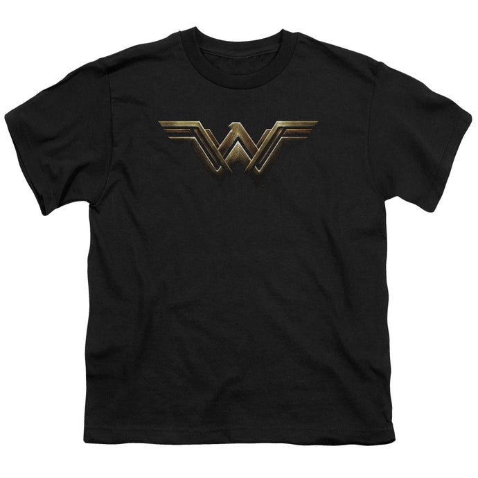 Justice League Movie Wonder Woman Logo Kids Youth T Shirt Black