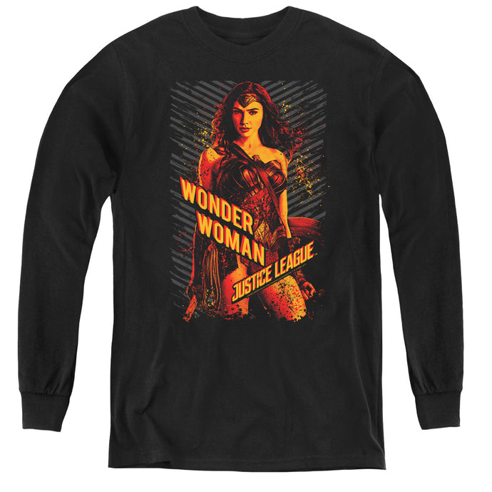 Justice League Movie Wonder Woman Long Sleeve Kids Youth T Shirt Black