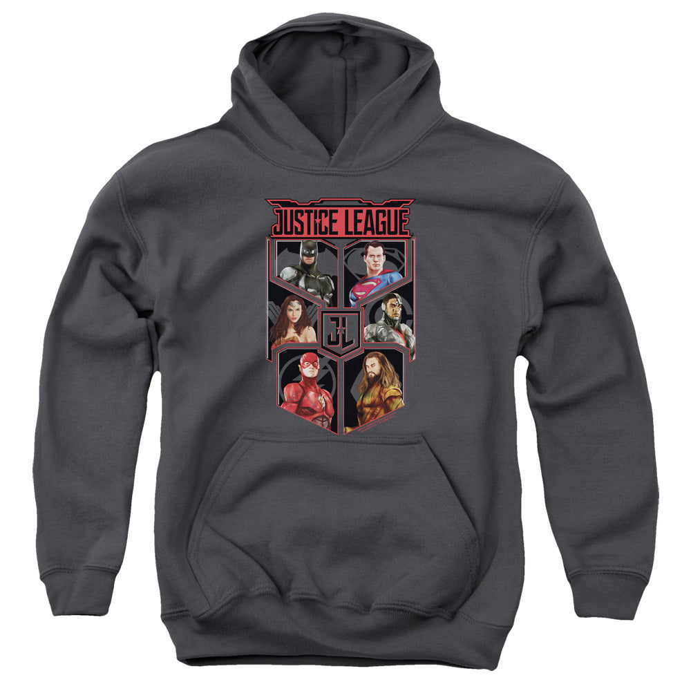 Justice League Movie League of Six Kids Youth Hoodie Charcoal