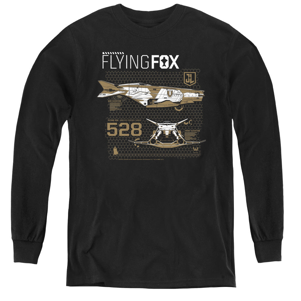 Justice League Movie Flying Fox Long Sleeve Kids Youth T Shirt Black