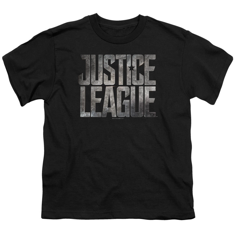 Justice League Movie Metal Logo Kids Youth T Shirt Black