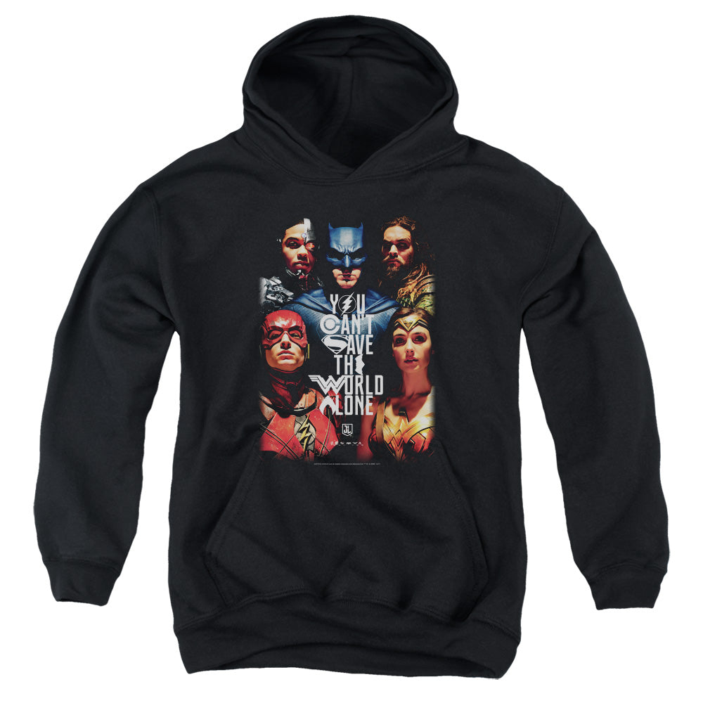 Justice League Movie Save the World Poster Kids Youth Hoodie Black