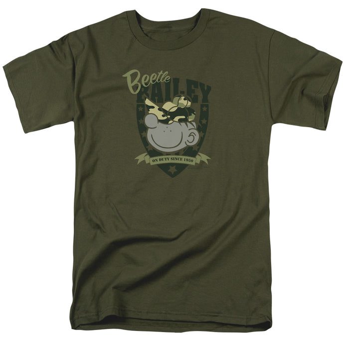 Beetle Bailey on Duty Mens T Shirt Military Green