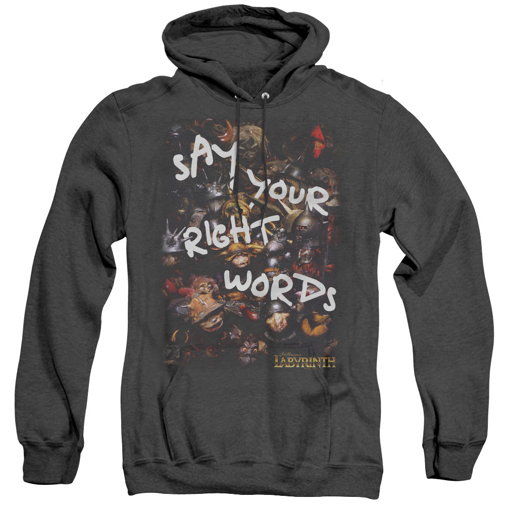 Labyrinth Right Words Mens Heather Hoodie Black Officially Licensed