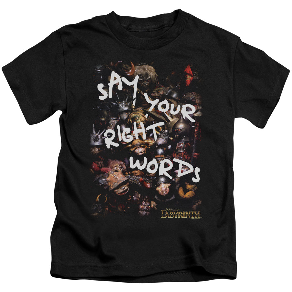 Labyrinth Right Words Juvenile Kids Youth T Shirt Black