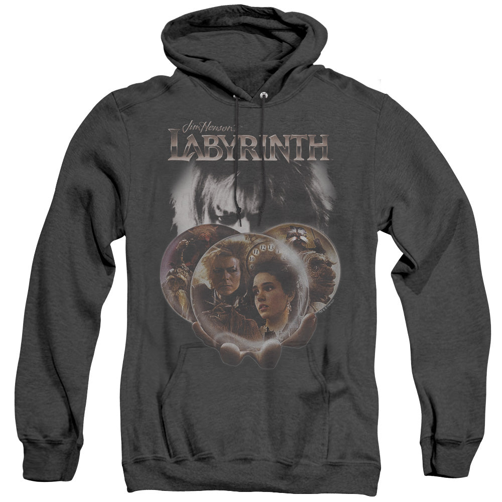 Labyrinth Globes Mens Heather Hoodie Black Officially Licensed