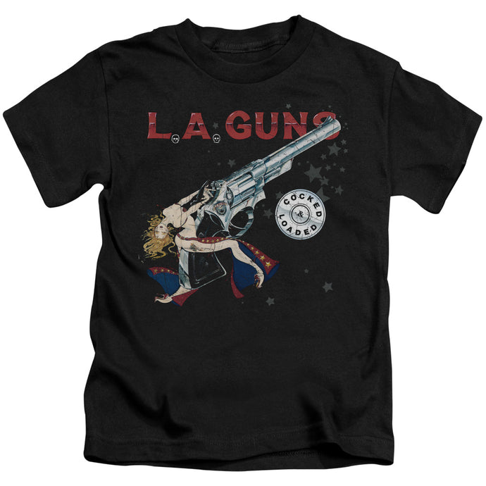 L.A. Guns Cocked And Loaded Juvenile Kids Youth T Shirt Black