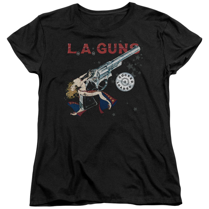 L.A. Guns Cocked And Loaded Womens T Shirt Black