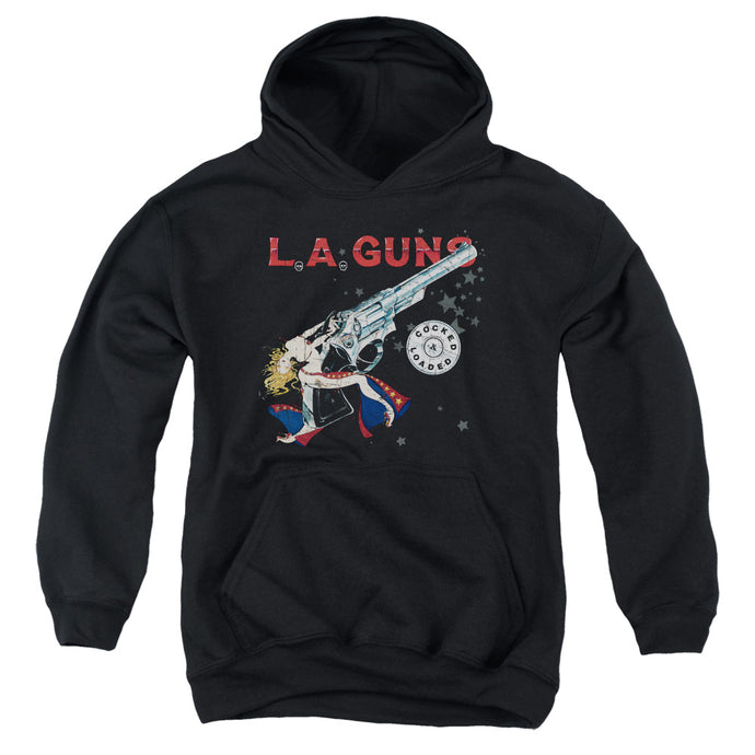 L.A. Guns Cocked And Loaded Kids Youth Hoodie Black