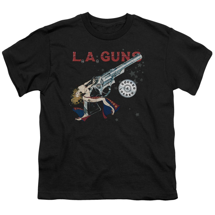 L.A. Guns Cocked And Loaded Kids Youth T Shirt Black