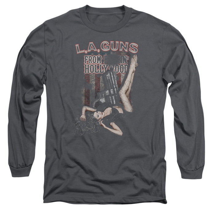 L.A. Guns From Hollywood Mens Long Sleeve Shirt Charcoal