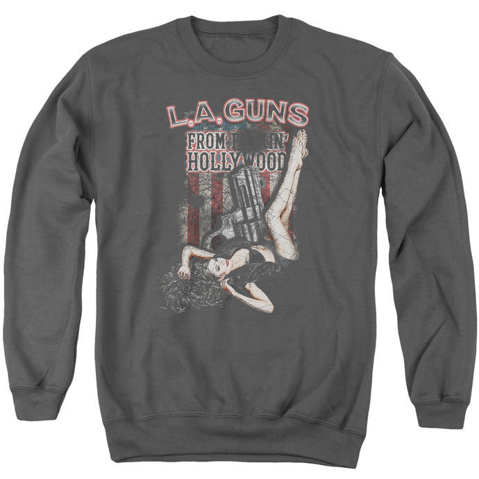L.A. Guns From Hollywood Mens Crewneck Sweatshirt Charcoal