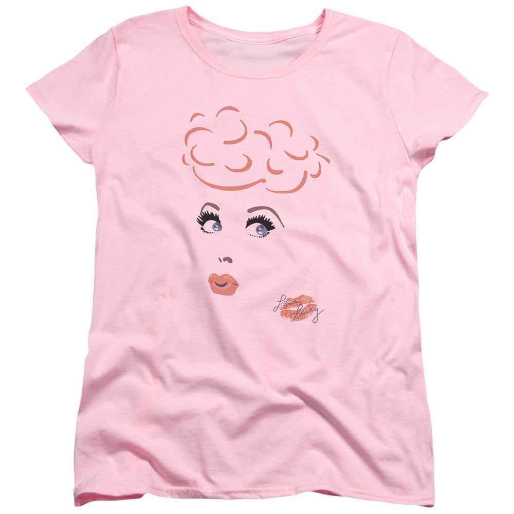 I Love Lucy Eyelashes Womens T Shirt Pink