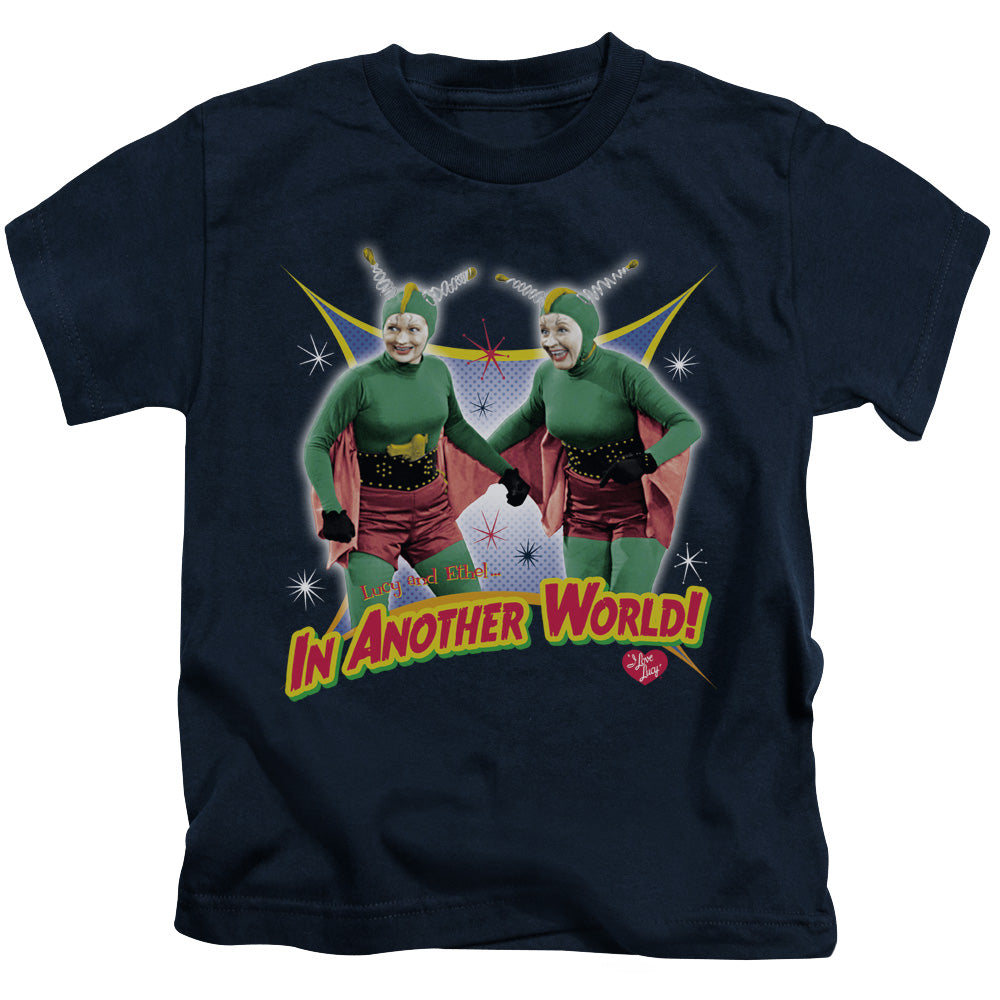 I Love Lucy in Another World Juvenile Kids Youth T Shirt Navy Blue
