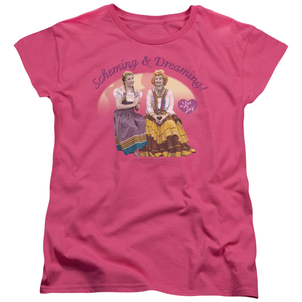 I Love Lucy Scheming & Dreaming S S Women's Tee Hot Pink