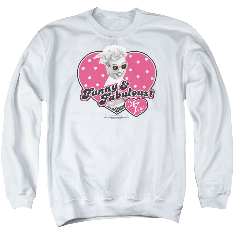 I Love Lucy Funny & Fabulous Mens Crewneck Sweatshirt White