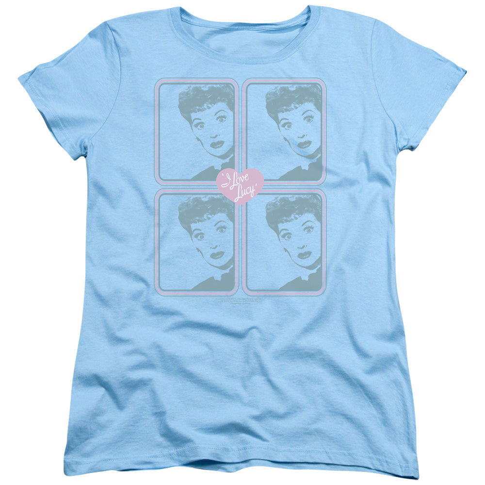I Love Lucy Lucy Squared Womens T Shirt Light Blue