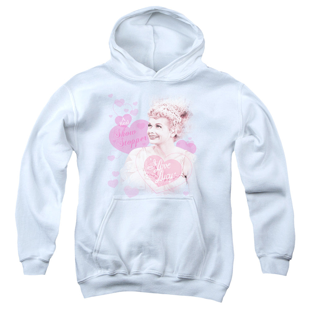 I Love Lucy Show Stopper Kids Youth Hoodie White
