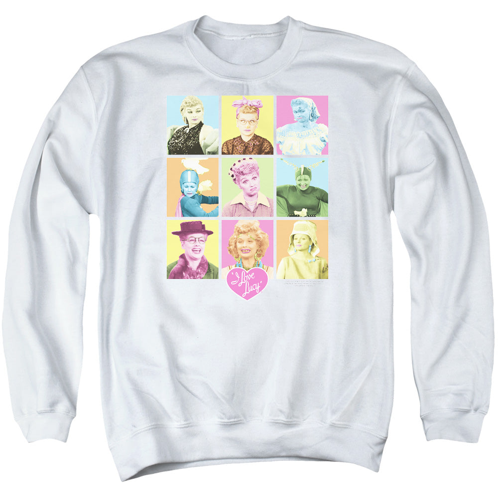 I Love Lucy So Many Faces Mens Crewneck Sweatshirt White