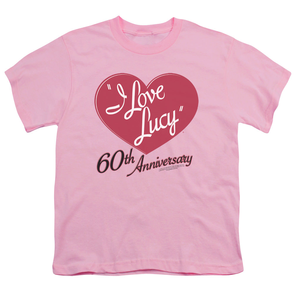 I Love Lucy 60th Anniversary Kids Youth T Shirt Pink