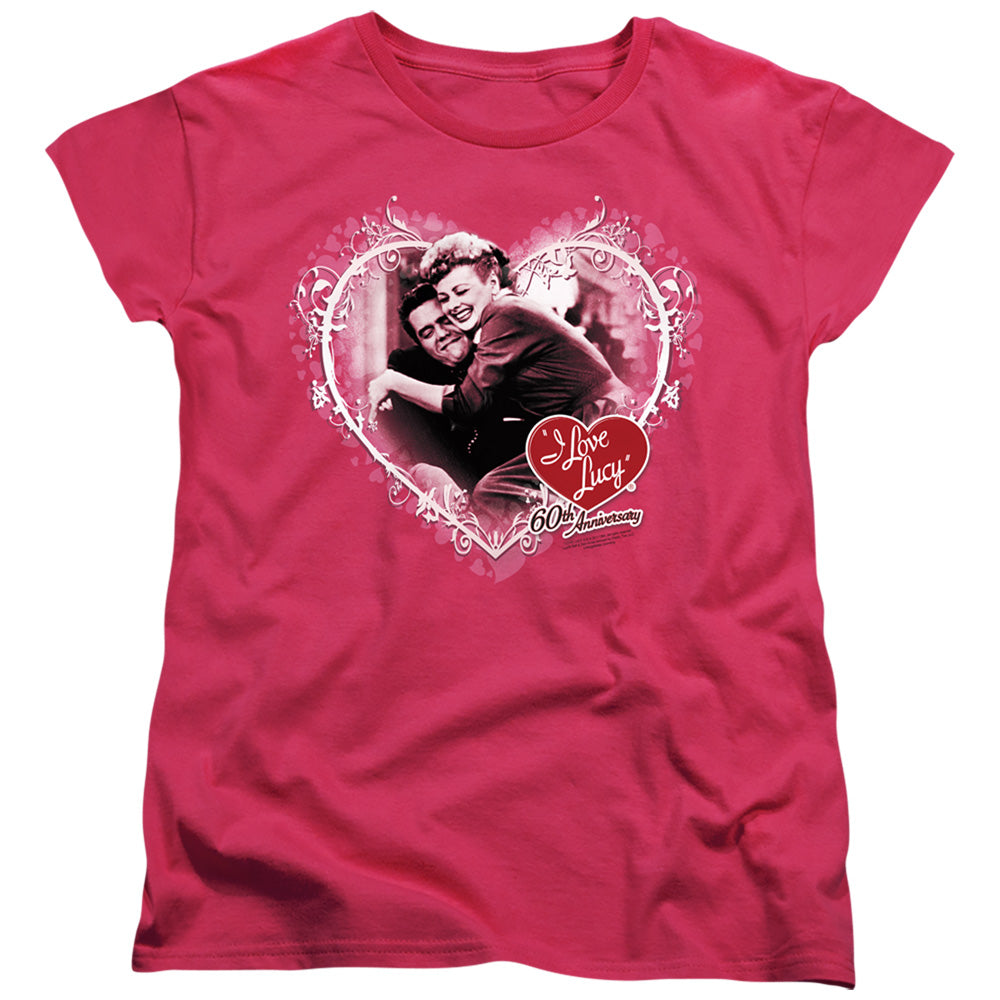 I Love Lucy Happy Anniversary Womens T Shirt Hotpink