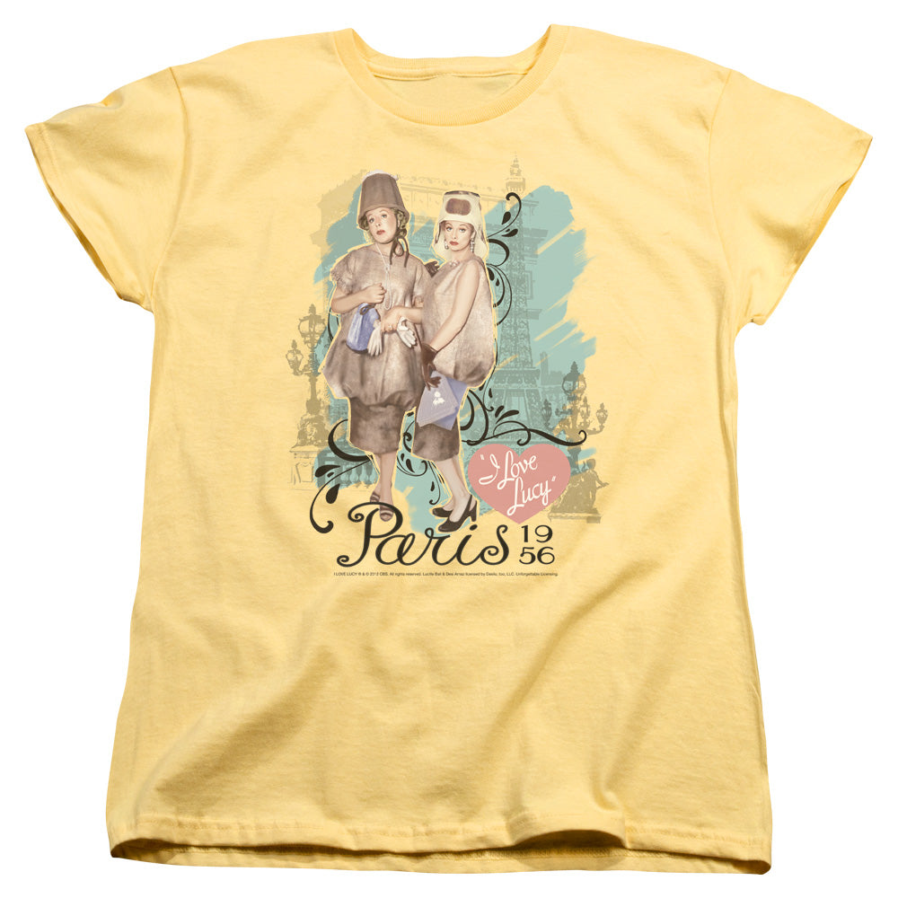 I Love Lucy Paris Dress Womens T Shirt Banana