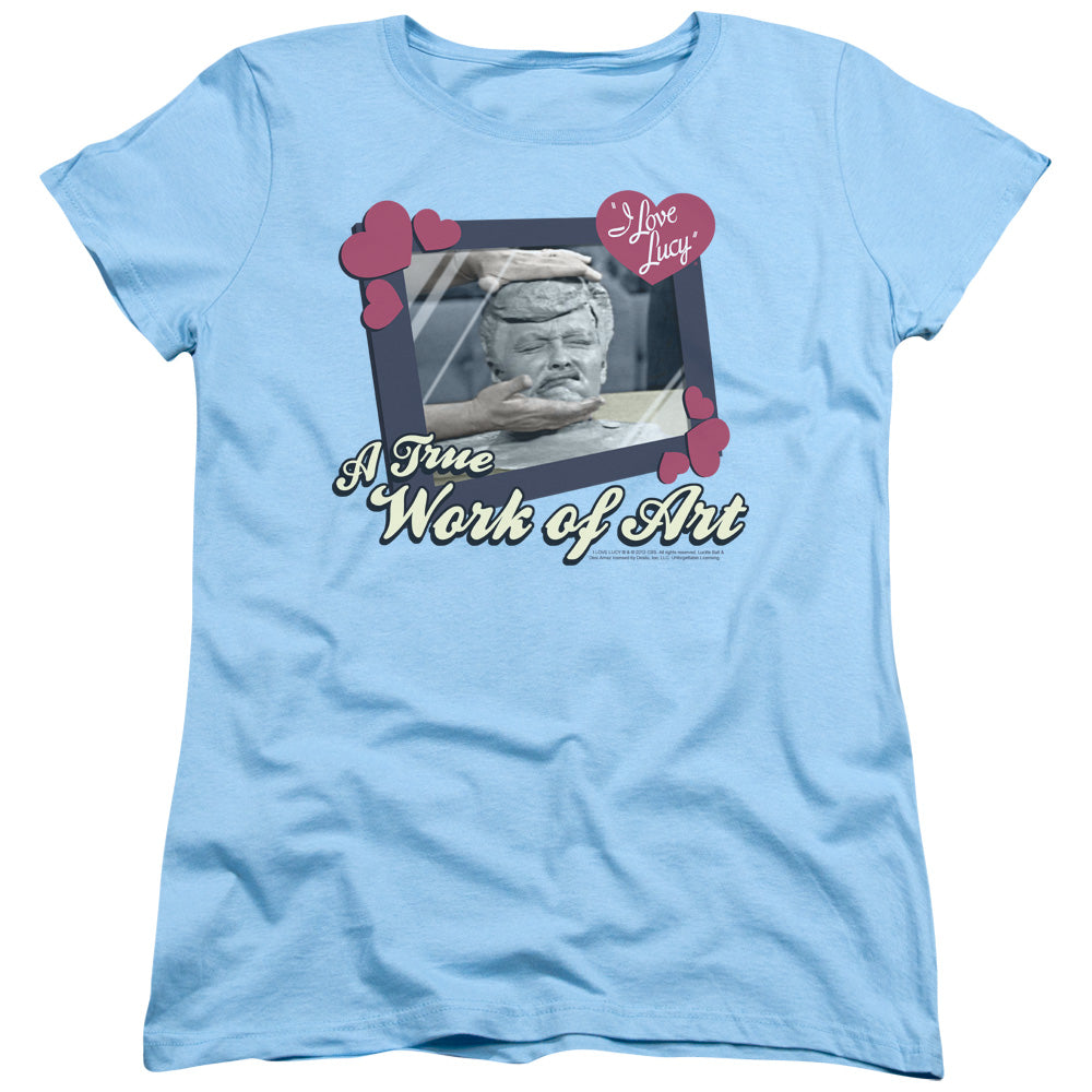 I Love Lucy Work of Art Womens T Shirt Light Blue