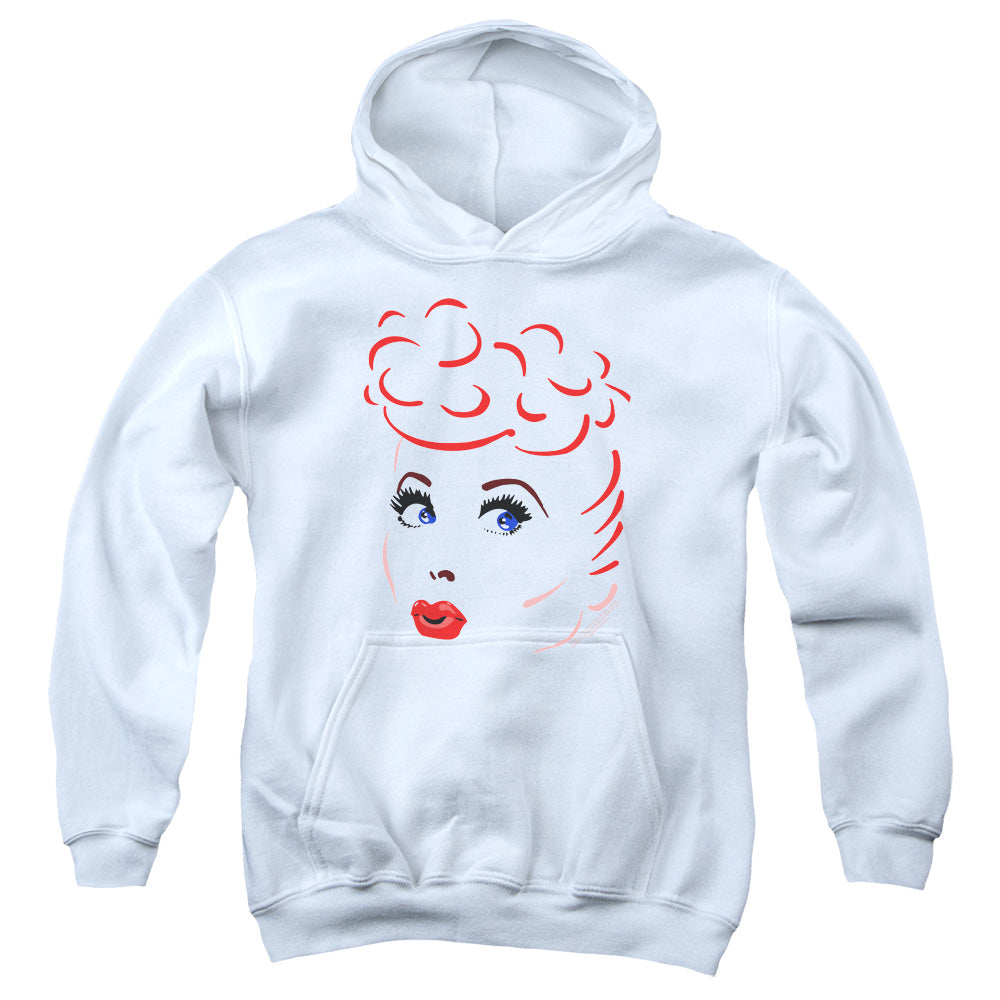 I Love Lucy Lines Face Kids Youth Hoodie White