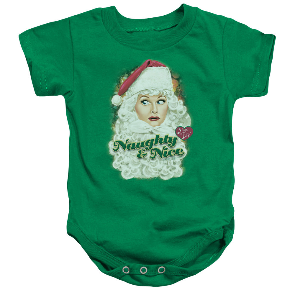 I Love Lucy Santa Infant Baby Snapsuit Kelly Green