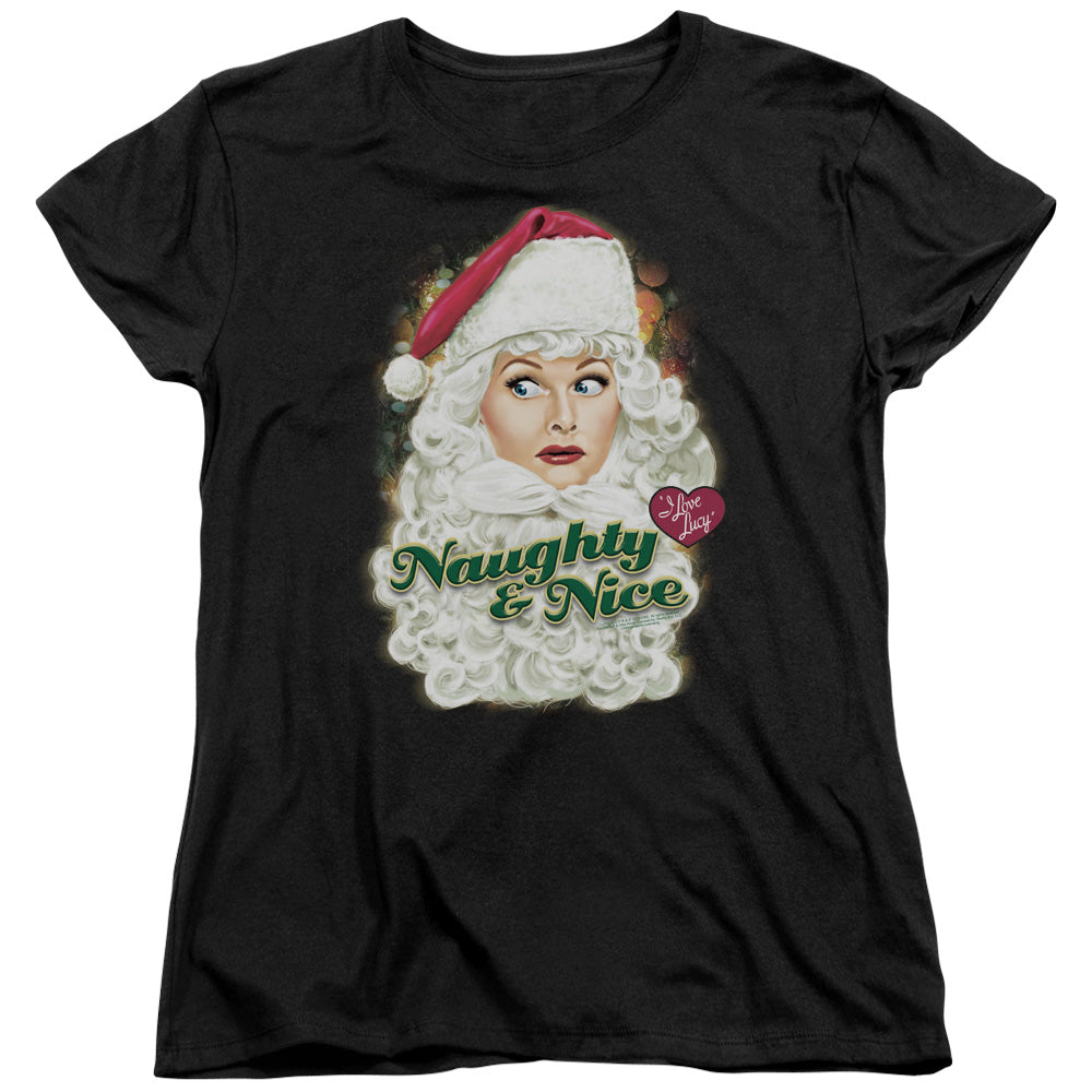I Love Lucy Santa Womens T Shirt Black