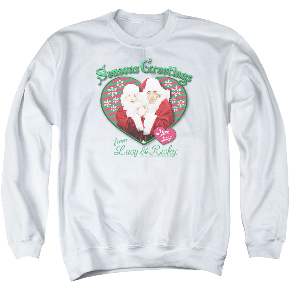 I Love Lucy Seasons Greetings Mens Crewneck Sweatshirt White