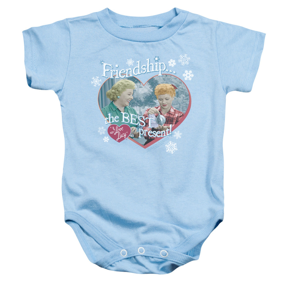 I Love Lucy the Best Present Infant Baby Snapsuit Light Blue