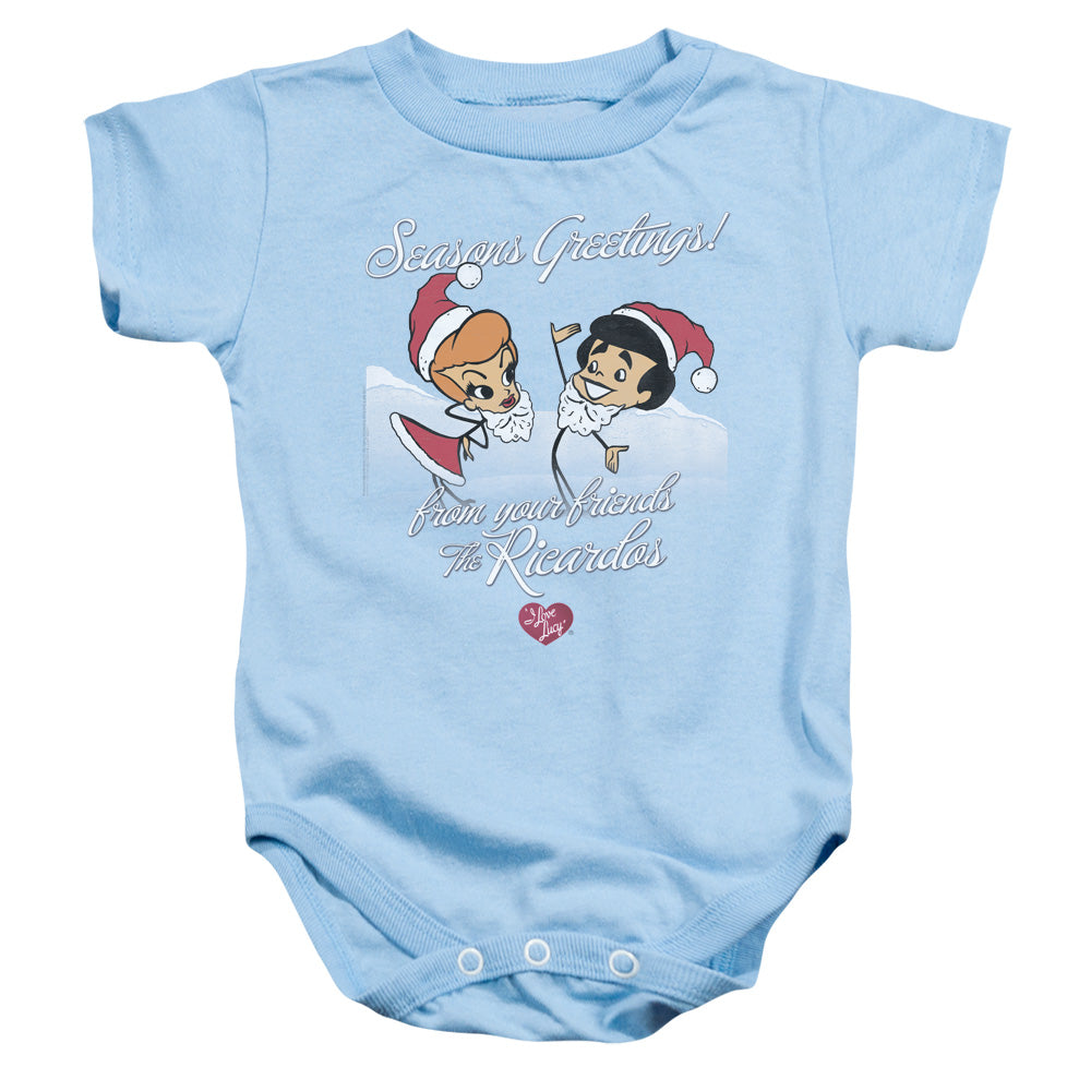 I Love Lucy Animated Christmas Infant Baby Snapsuit Light Blue