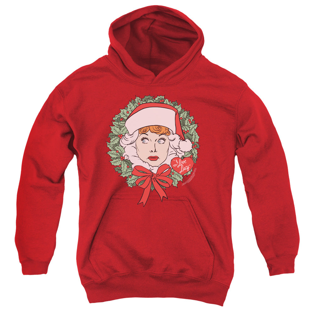 I Love Lucy Wreath Kids Youth Hoodie Red