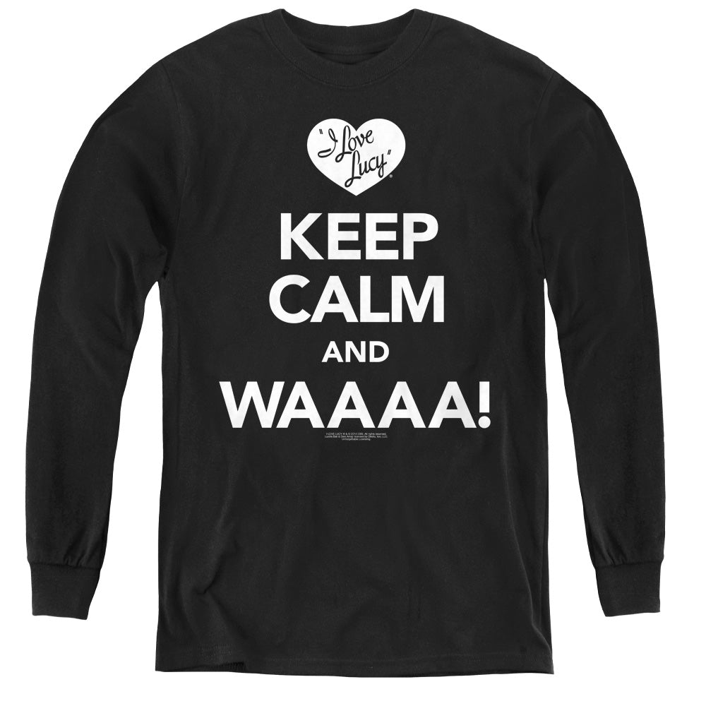 I Love Lucy Keep Calm Waaa Long Sleeve Kids Youth T Shirt Black