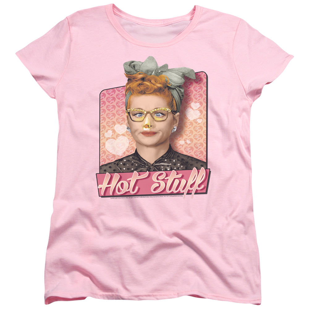 I Love Lucy Hot Stuff Womens T Shirt Pink