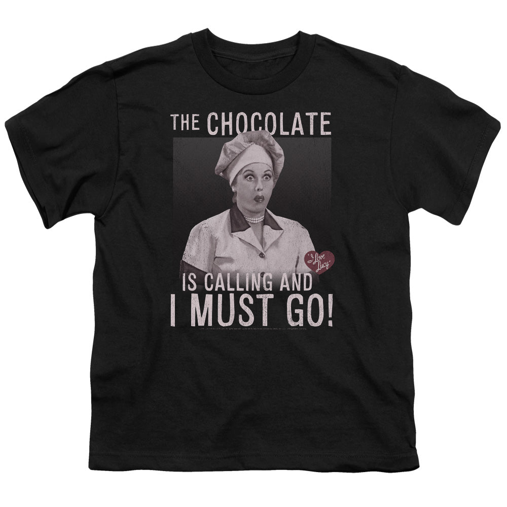 I Love Lucy Chocolate Calling Kids Youth T Shirt Black