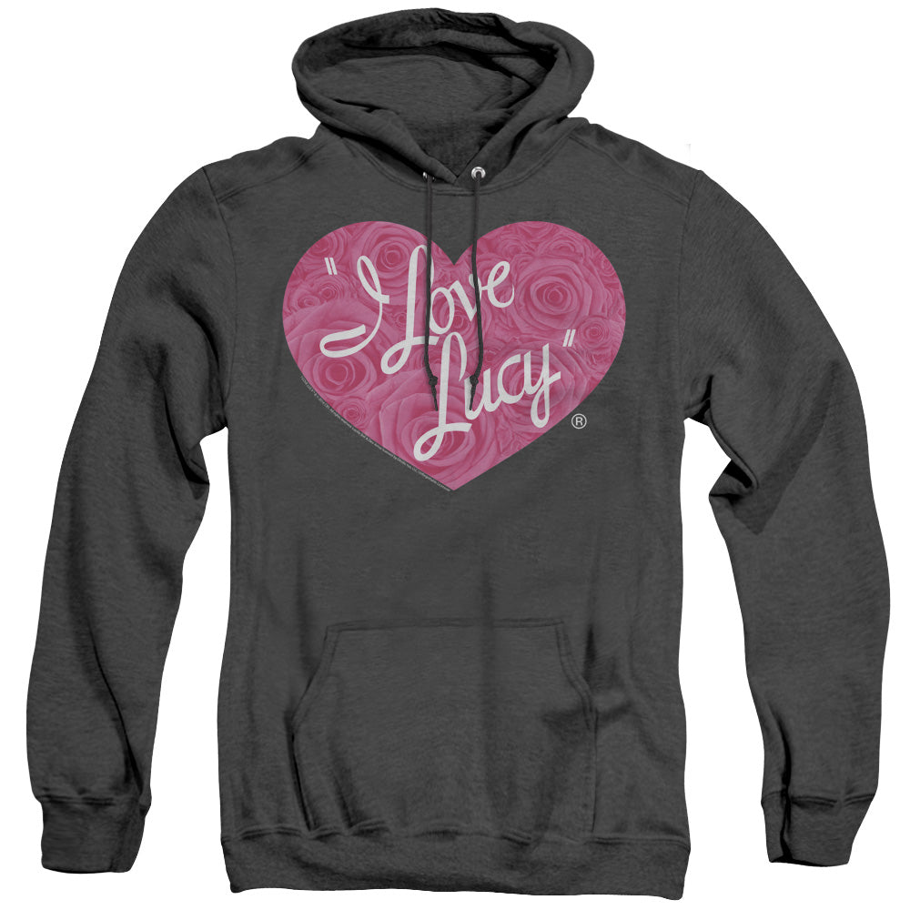 I Love Lucy Floral Logo Heather Mens Hoodie Black