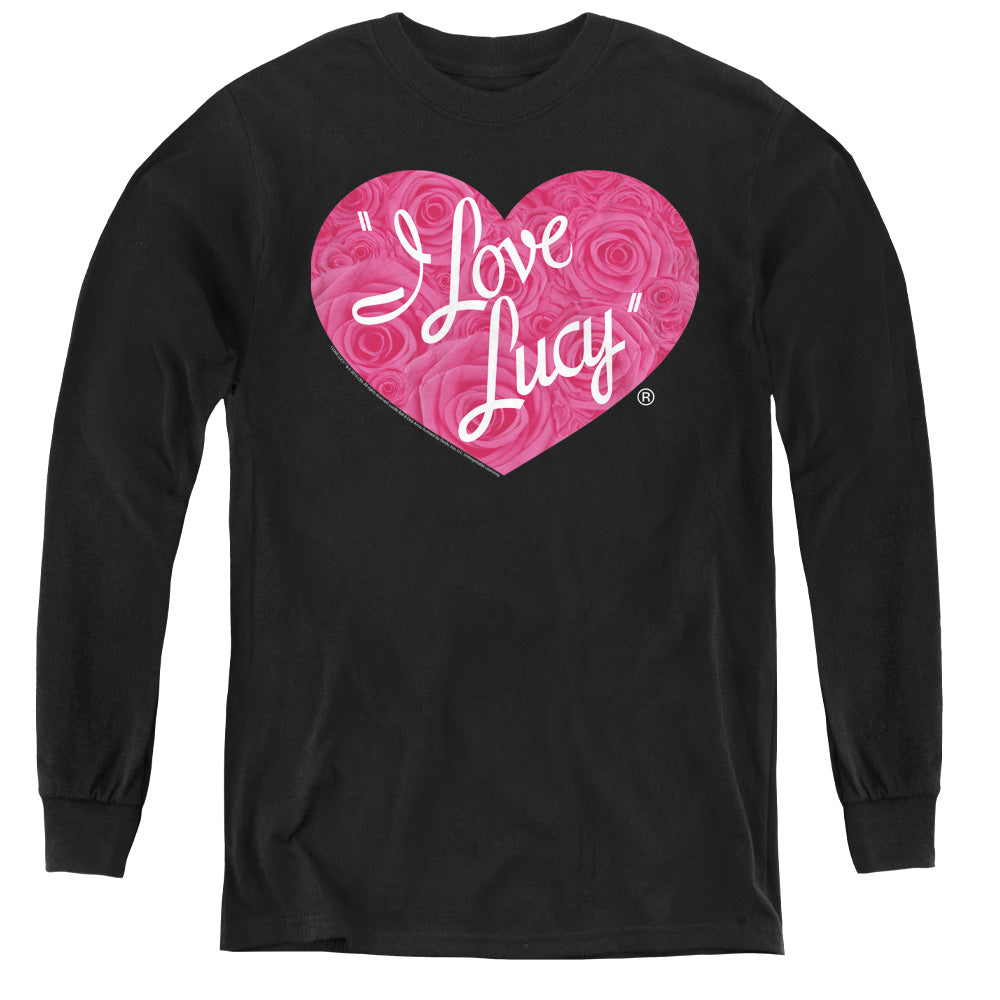 I Love Lucy Floral Logo Long Sleeve Kids Youth T Shirt Black