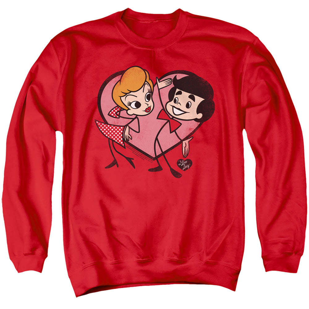 I Love Lucy Cartoon Love Mens Crewneck Sweatshirt Red