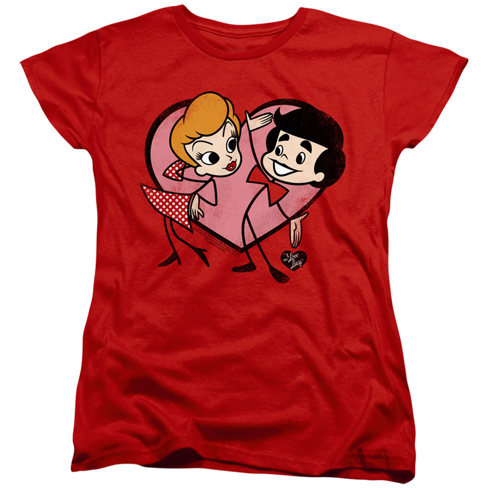 I Love Lucy Cartoon Love Womens T Shirt Red