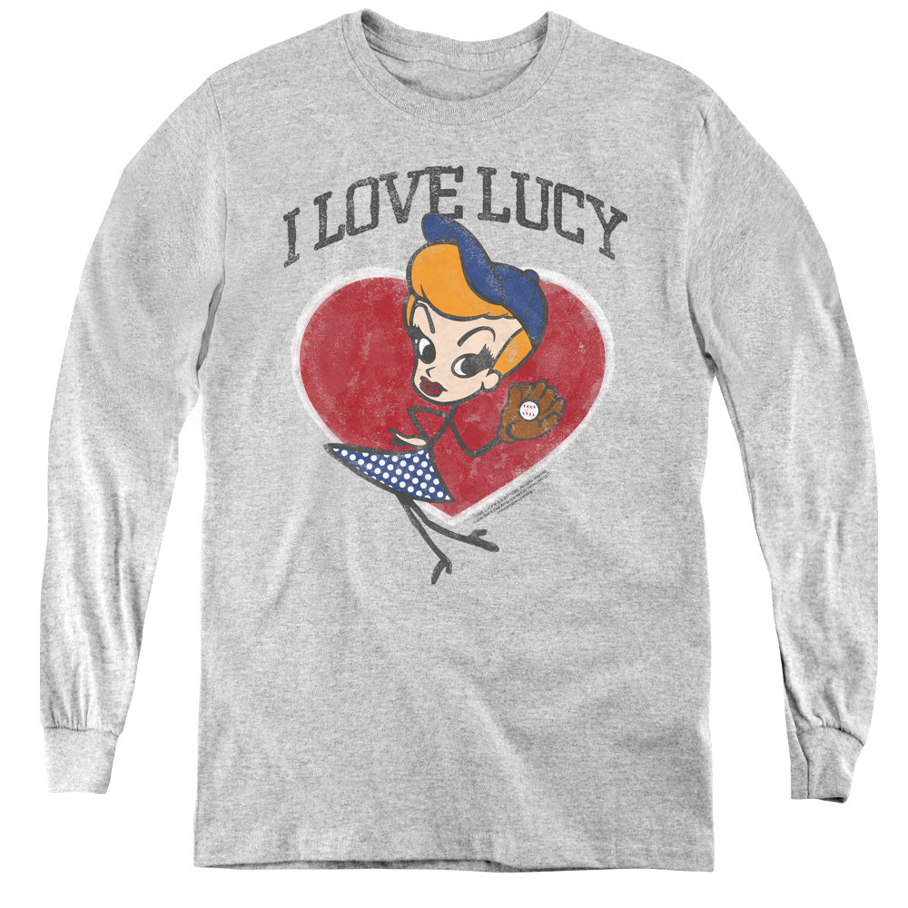 I Love Lucy Baseball Diva Long Sleeve Kids Youth T Shirt Athletic Heather